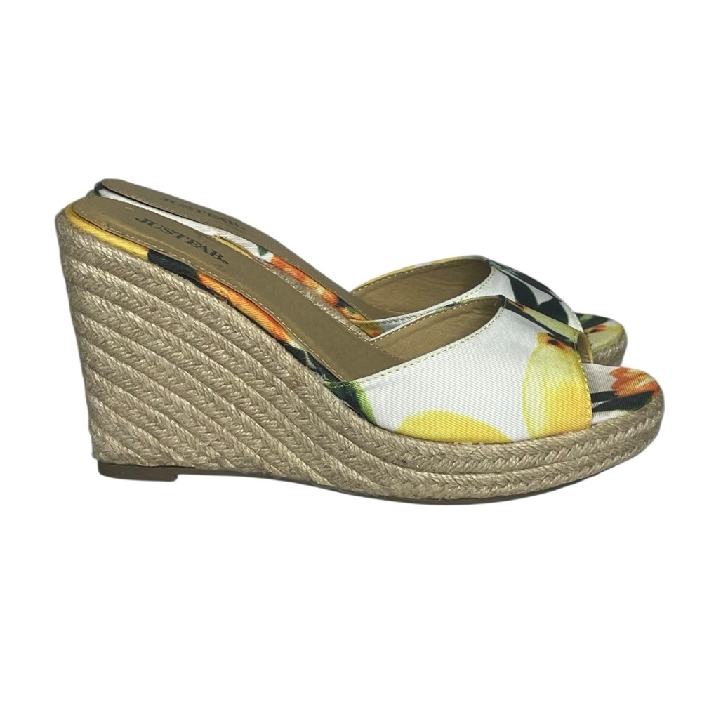 JustFab 8.5 Yasmin (modified) lemon print wedges